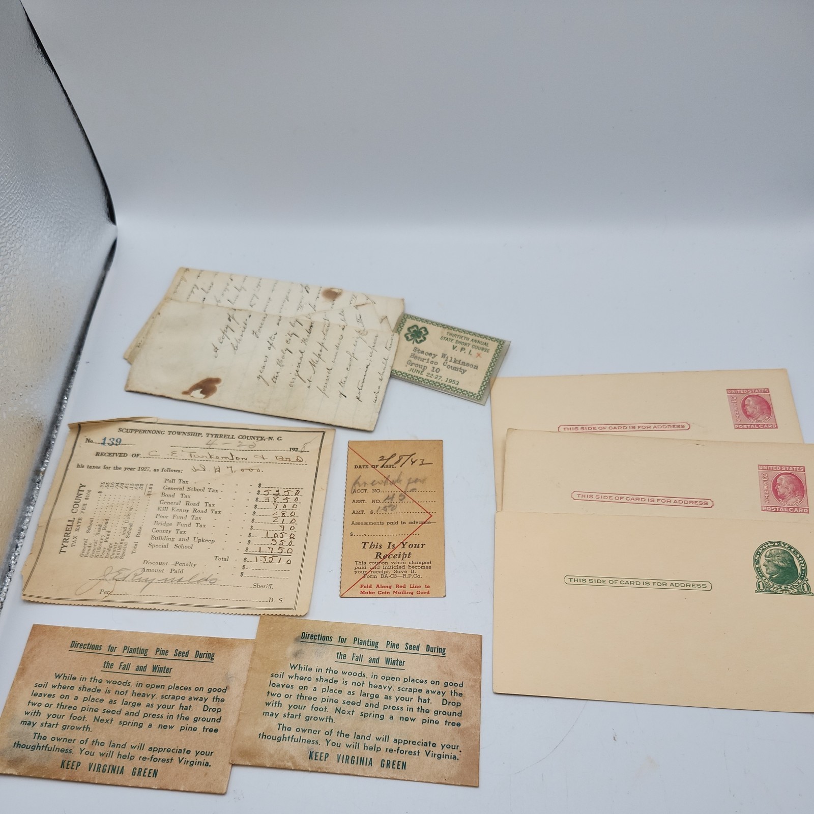 Vintage Antique Paper Ephemera Mail Postcard Tax Paperwork Receipt Vintage Antique Paper Ephemera Mail Postcard Tax Paperwork Receipt