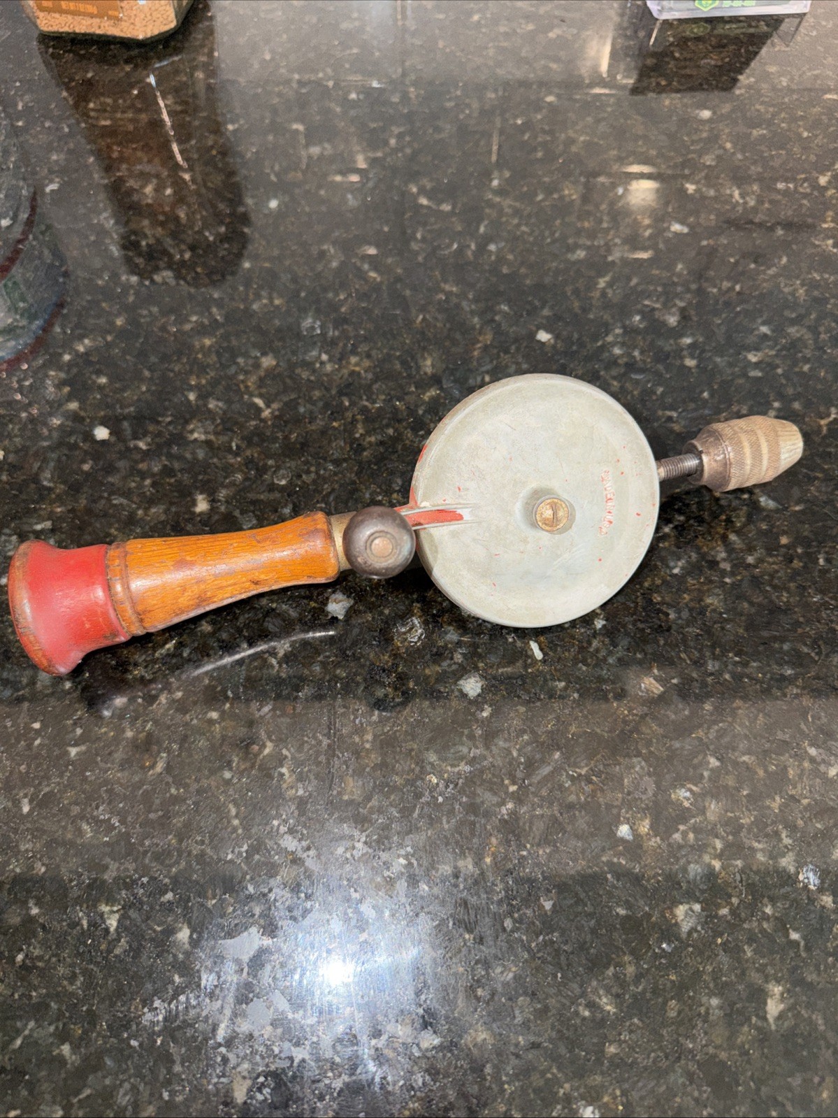 Vintage Hand Crank Drill/Egg Beater with Manual Wooden Handle Vintage Hand Crank Drill/Egg Beater with Manual Wooden Handle