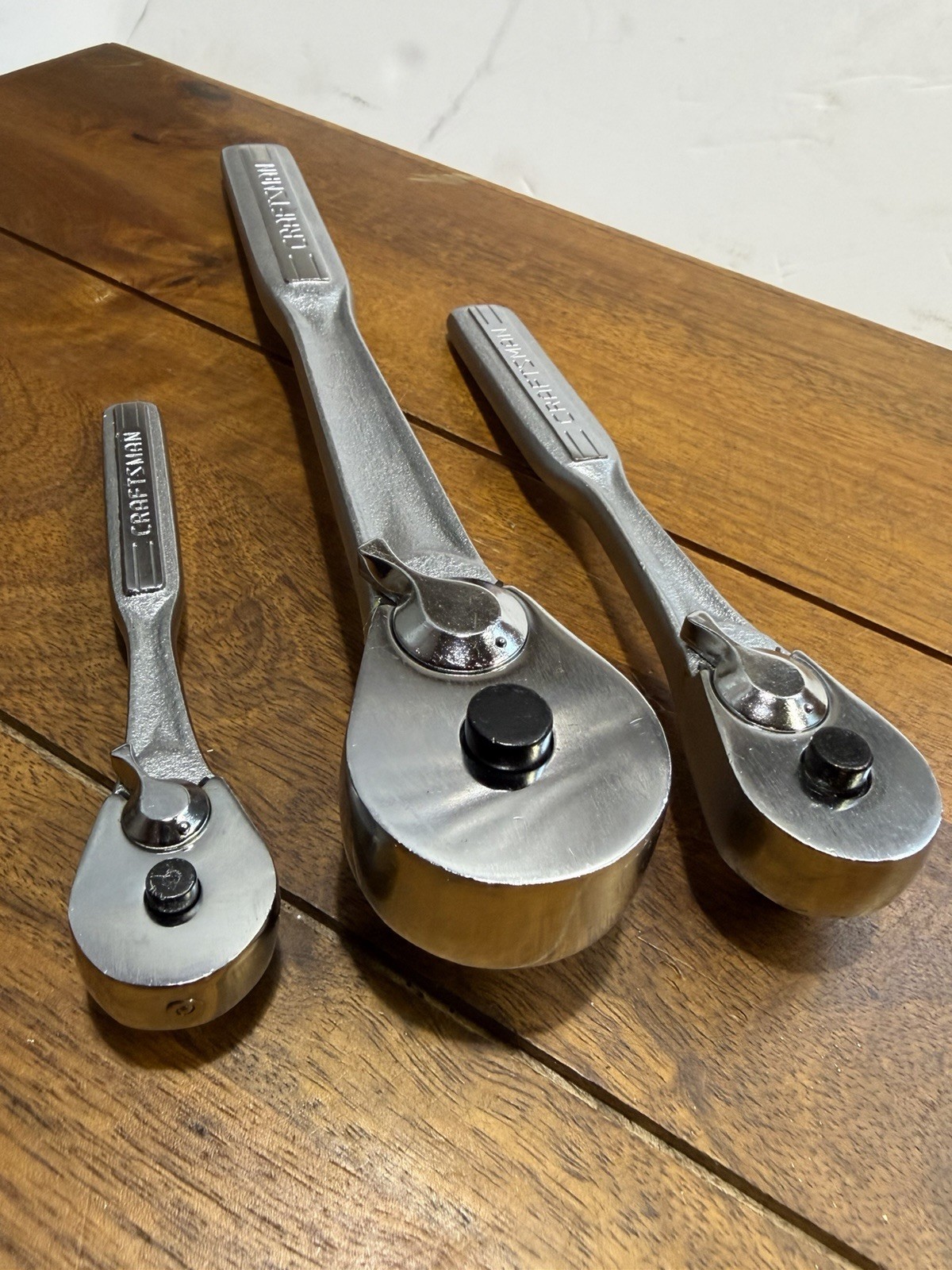 Vintage NOS Craftsman 3pc Ratchet Set USA Socket Wrench 1/4 3/8 1/2 -V- Series Vintage NOS Craftsman 3pc Ratchet Set USA Socket Wrench 1/4 3/8 1/2 -V- Series