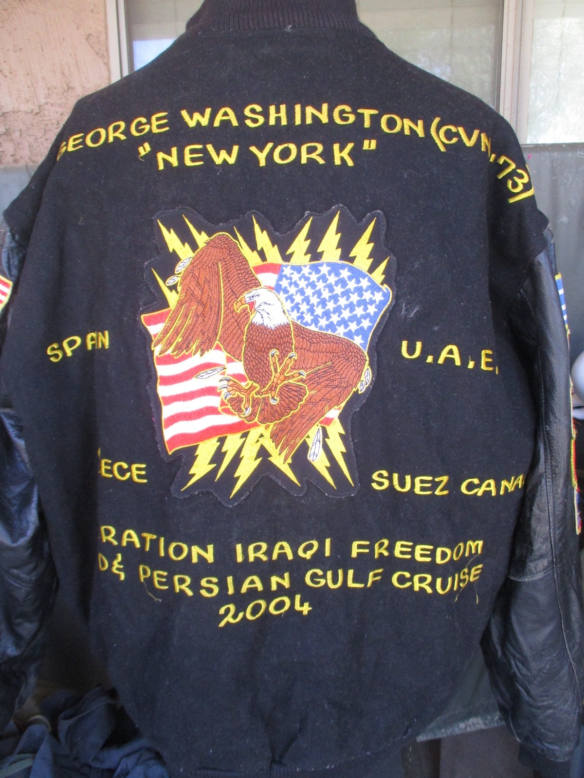 Vtg 2003 USS George Washington, CVN-73, US Navy Ship Tour, Deck Jacket, Patches Vtg 2003 USS George Washington, CVN-73, US Navy Ship Tour, Deck Jacket, Patches