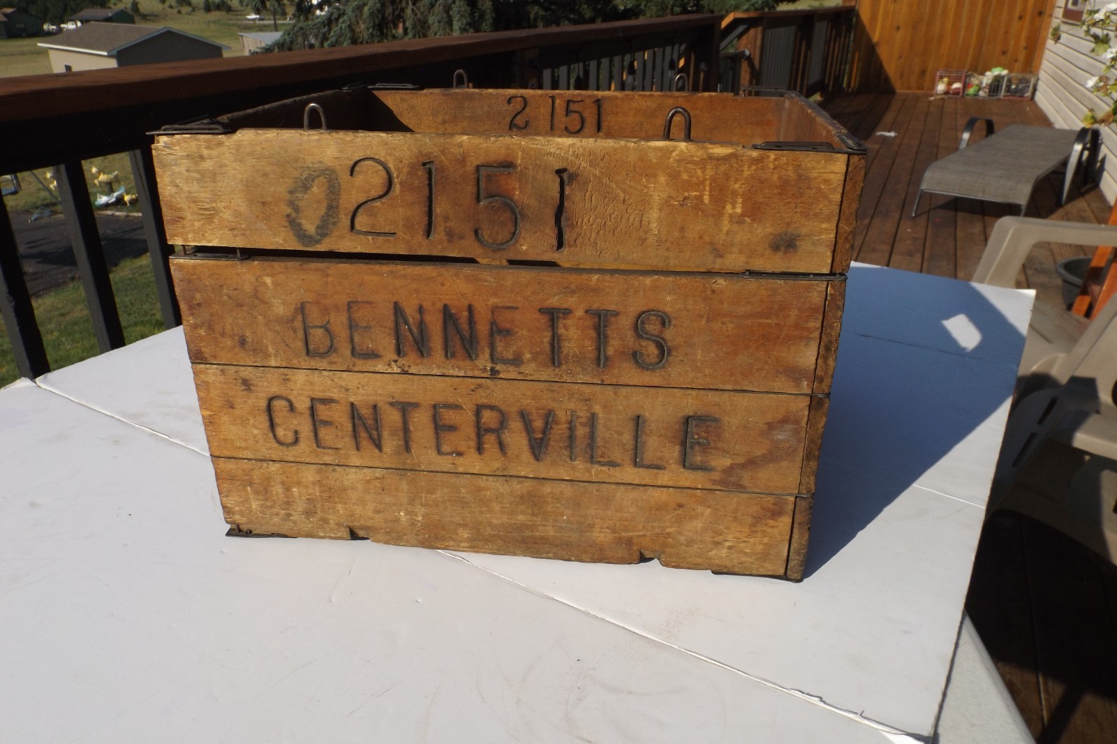 Rare Centerville Butte Montana Mining Town Folding Crate Wood Box Bennetts