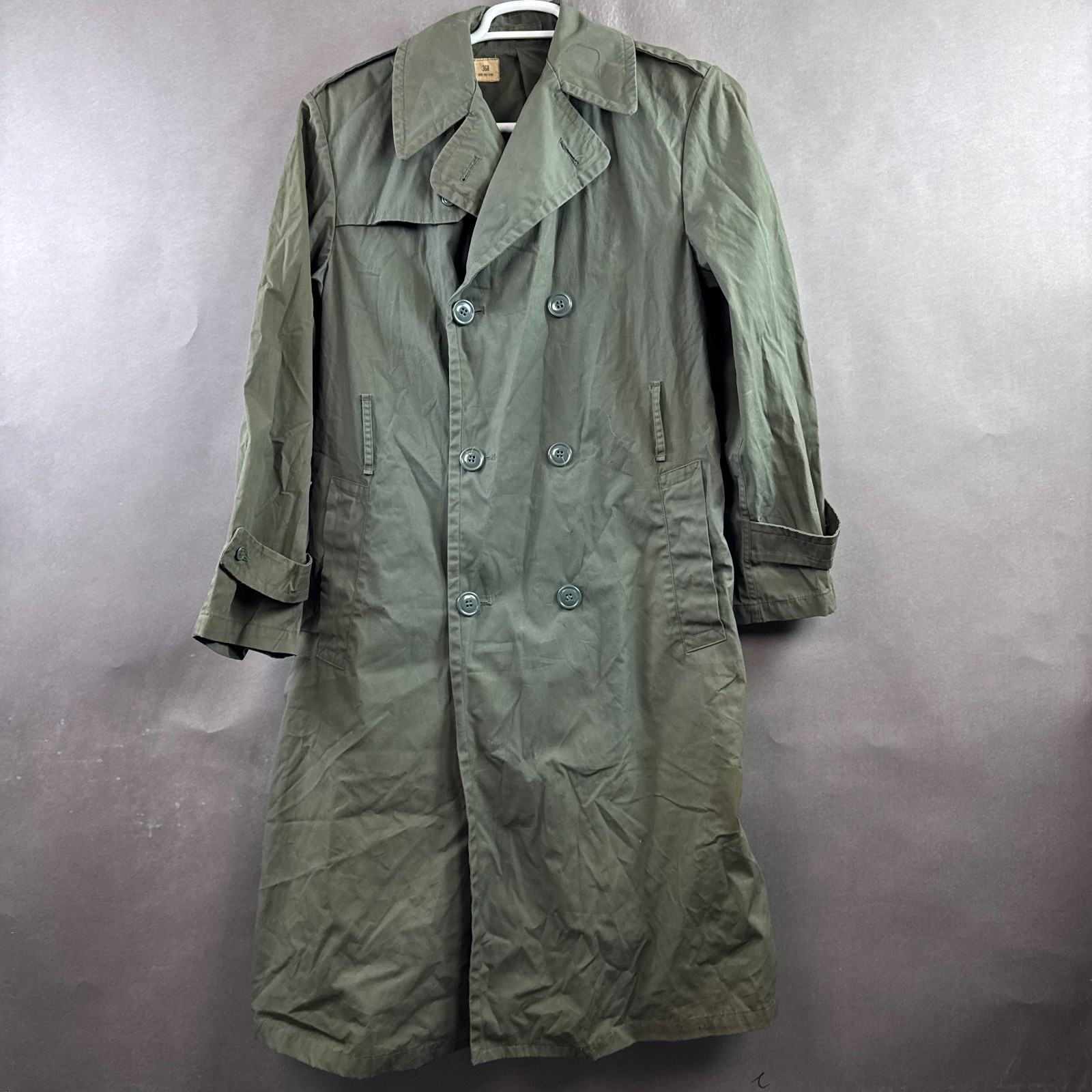 Vintage US Military Raincoat Mens 36 Army Green Vietnam War Trench Overcoat Vintage US Military Raincoat Mens 36 Army Green Vietnam War Trench Overcoat
