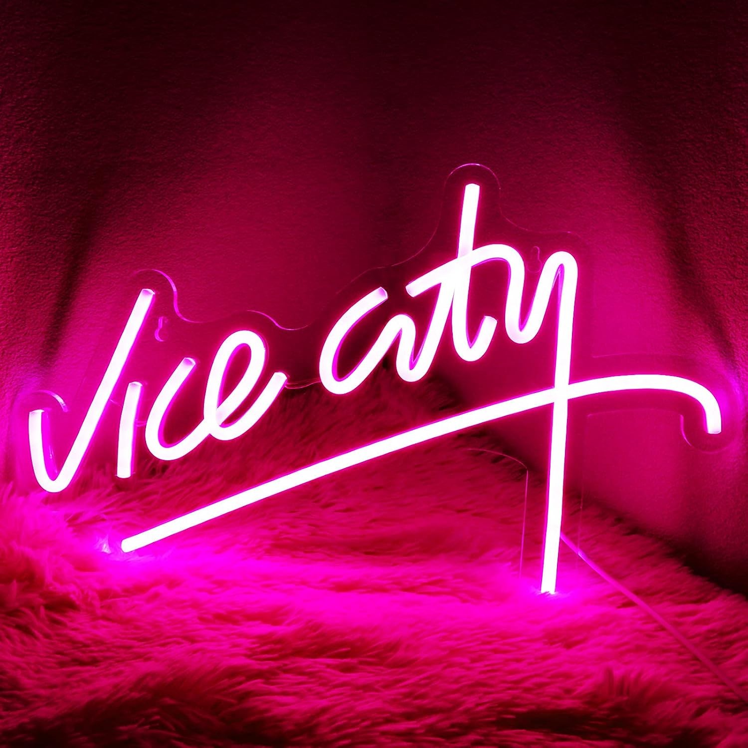 Pink Vice City Neon Sign - Dimmable Led Neon Sign for Bedroom 15.6x9.8 Inch, Ne Pink Vice City Neon Sign - Dimmable Led Neon Sign for Bedroom 15.6x9.8 Inch, Ne