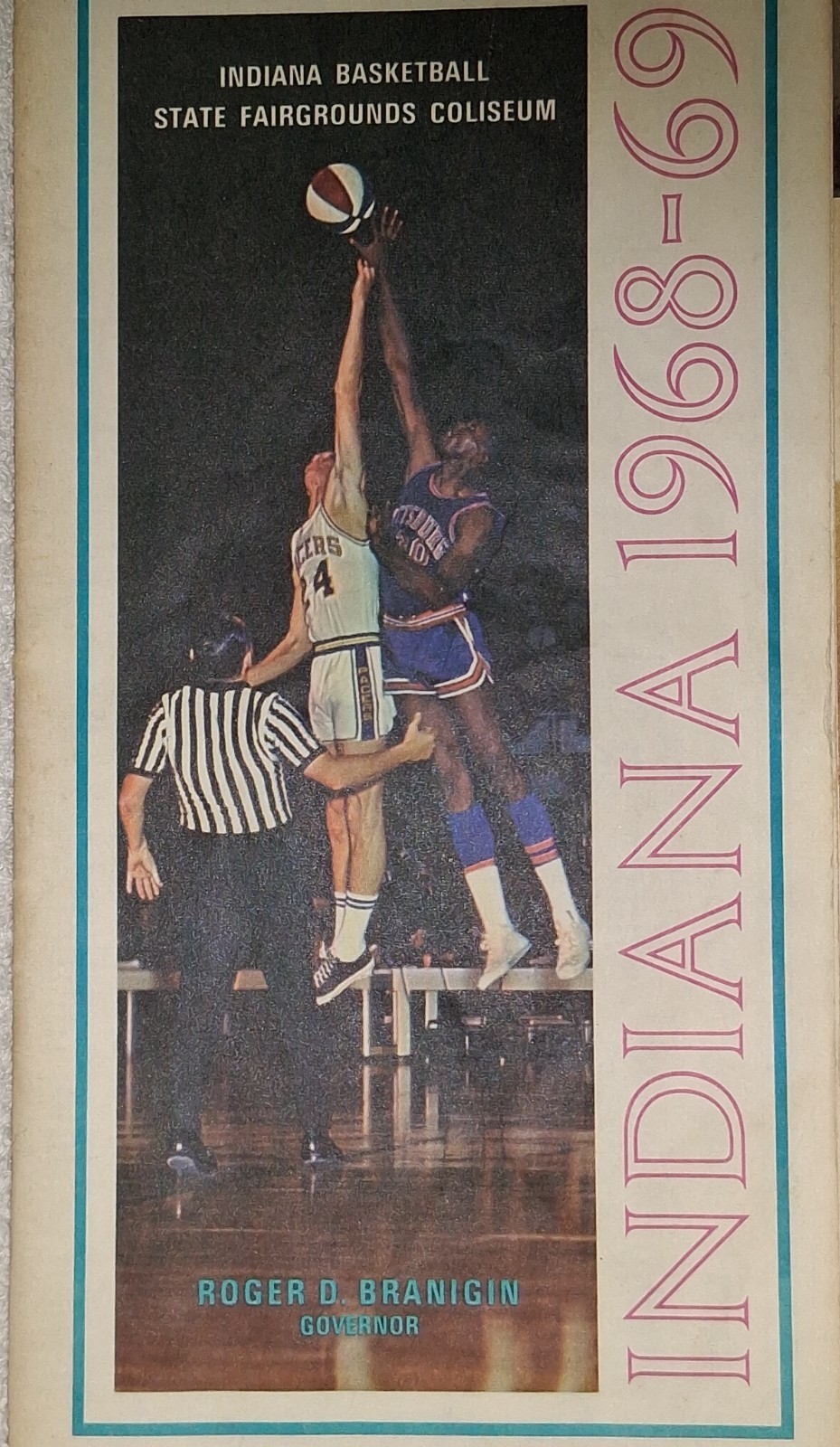Vintage 1968–69 Indiana State Highway Map – Basketball Cover – Roger D. Branigin Vintage 1968–69 Indiana State Highway Map – Basketball Cover – Roger D. Branigin