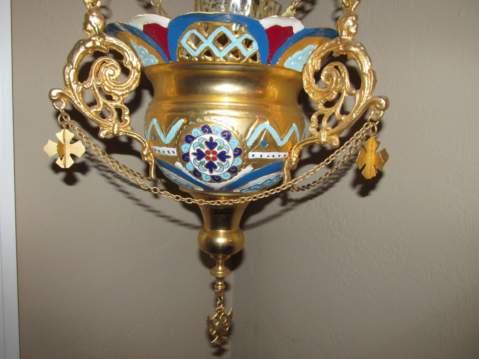 Vintage Large Russian Orthodox Pendant Lampada Church Vigil Sanctuary Lamp Light Vintage Large Russian Orthodox Pendant Lampada Church Vigil Sanctuary Lamp Light