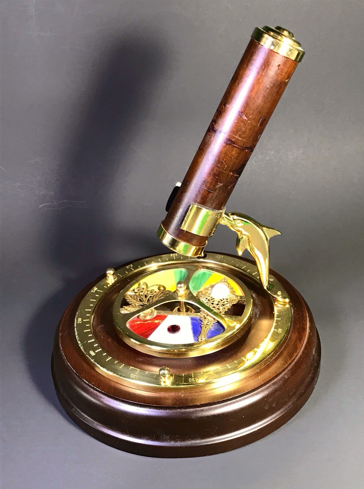 Vintage Rotating Kaleidoscope Wind Up Music Box Plays “Swan Lake” 