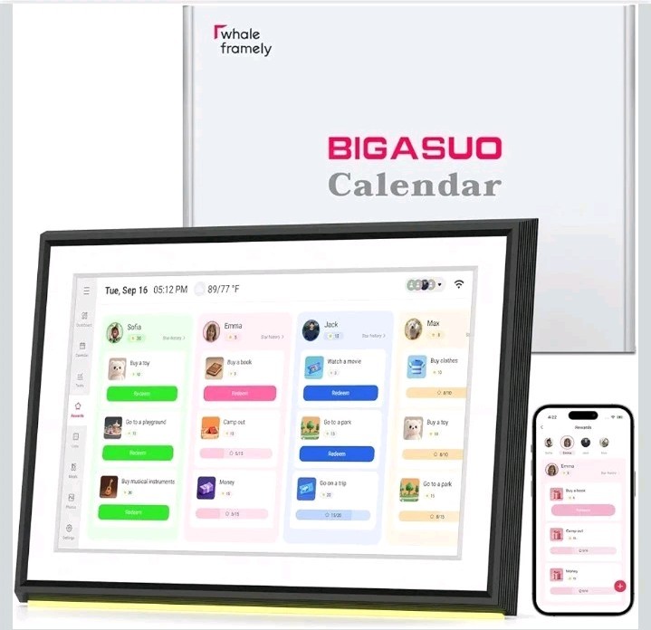 BIGASUO 10.1 Digital Calendar, Smart Touchscreen Interactive Display, Electro... BIGASUO 10.1 Digital Calendar, Smart Touchscreen Interactive Display, Electro...