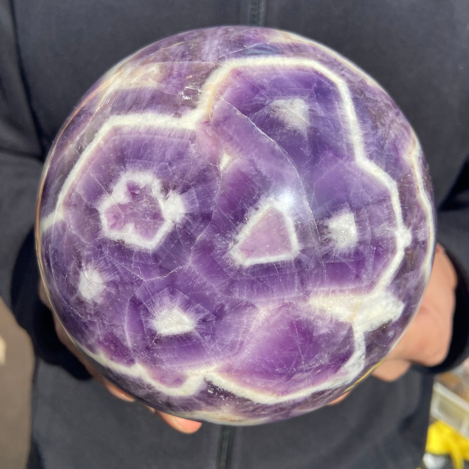 7.8lb Natural Dream Amethyst ball Quartz Crystal Chevron Amethyst Sphere Healing 7.8lb Natural Dream Amethyst ball Quartz Crystal Chevron Amethyst Sphere Healing