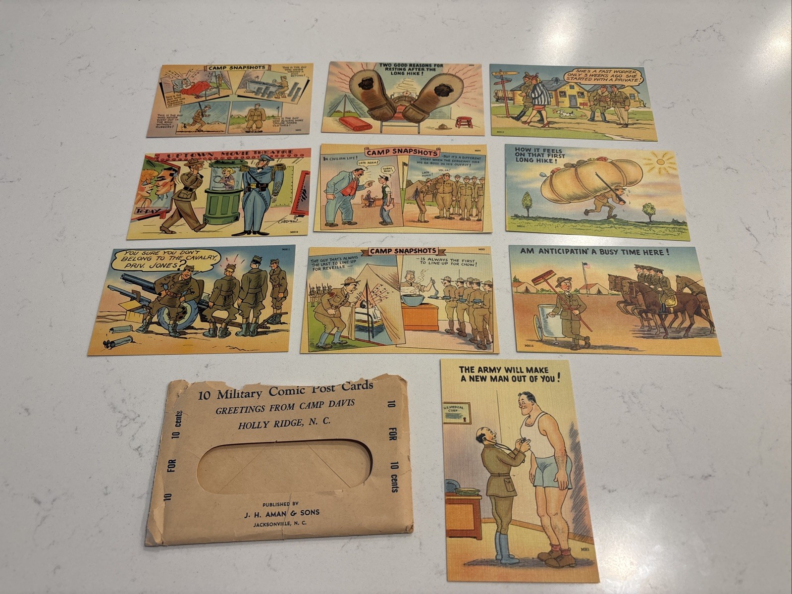 VTG 1940s USMC Marine Corp Random 10 Military Comic Postcards Camp Davis NC WWII VTG 1940s USMC Marine Corp Random 10 Military Comic Postcards Camp Davis NC WWII