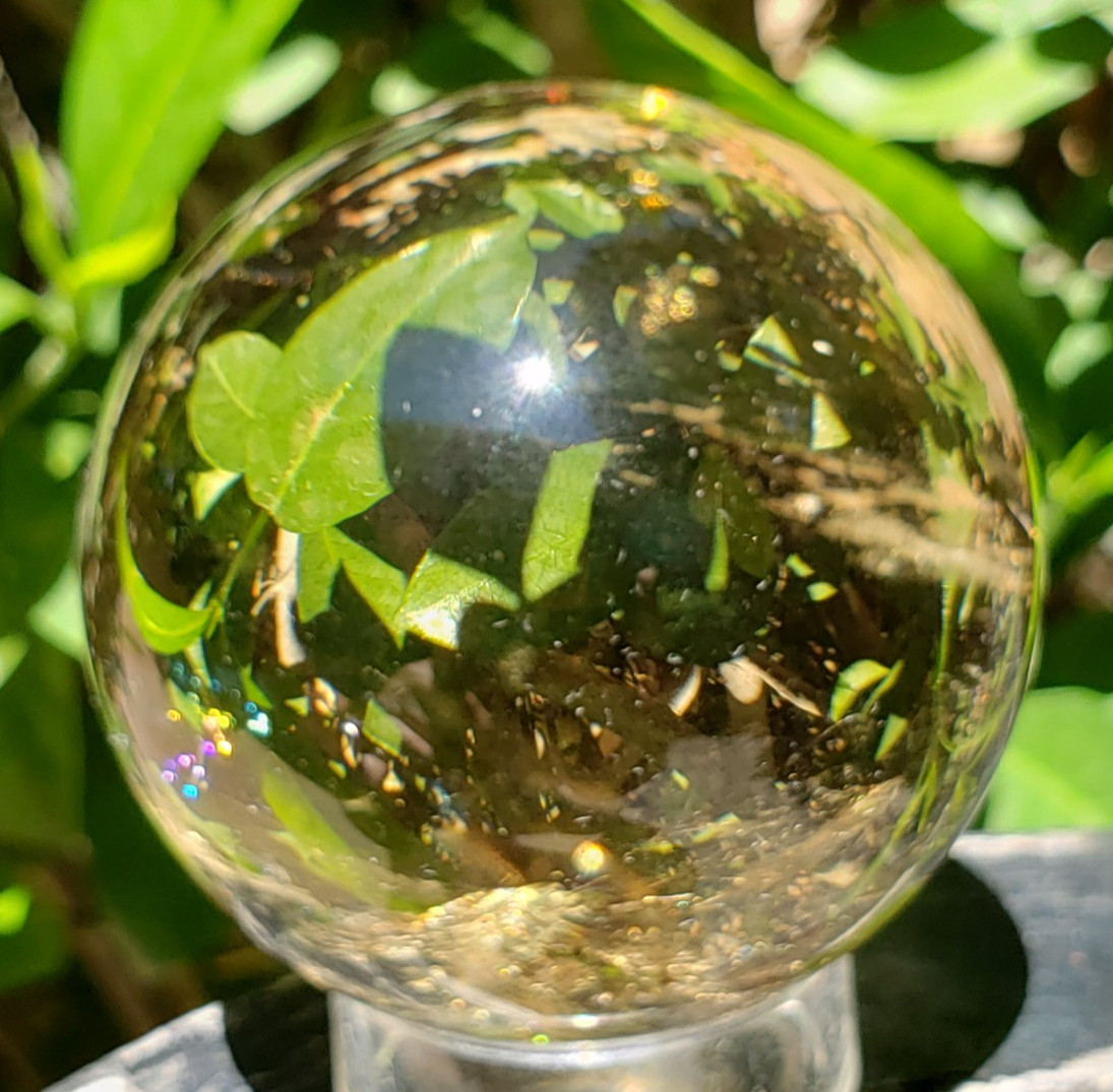 2.2" Clear Smoky Citrine Quartz Crystal Sphere Ball Orb Rainbows, 237g or 8.4 oz 2.2" Clear Smoky Citrine Quartz Crystal Sphere Ball Orb Rainbows, 237g or 8.4 oz