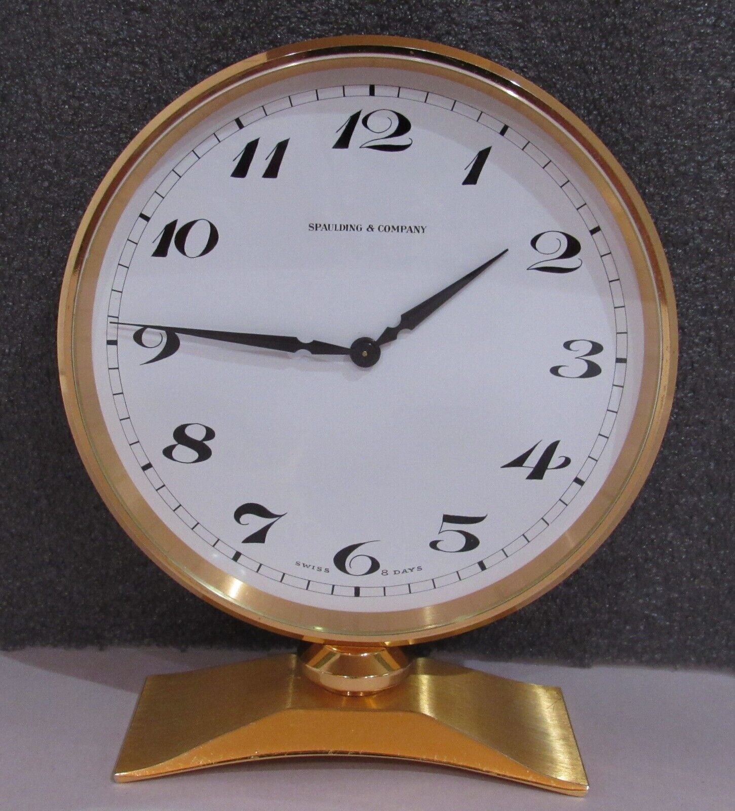 Imhof Swiss Made 8-Day Timepiece, 15 Jewels Spaulding & Company Desk Clock