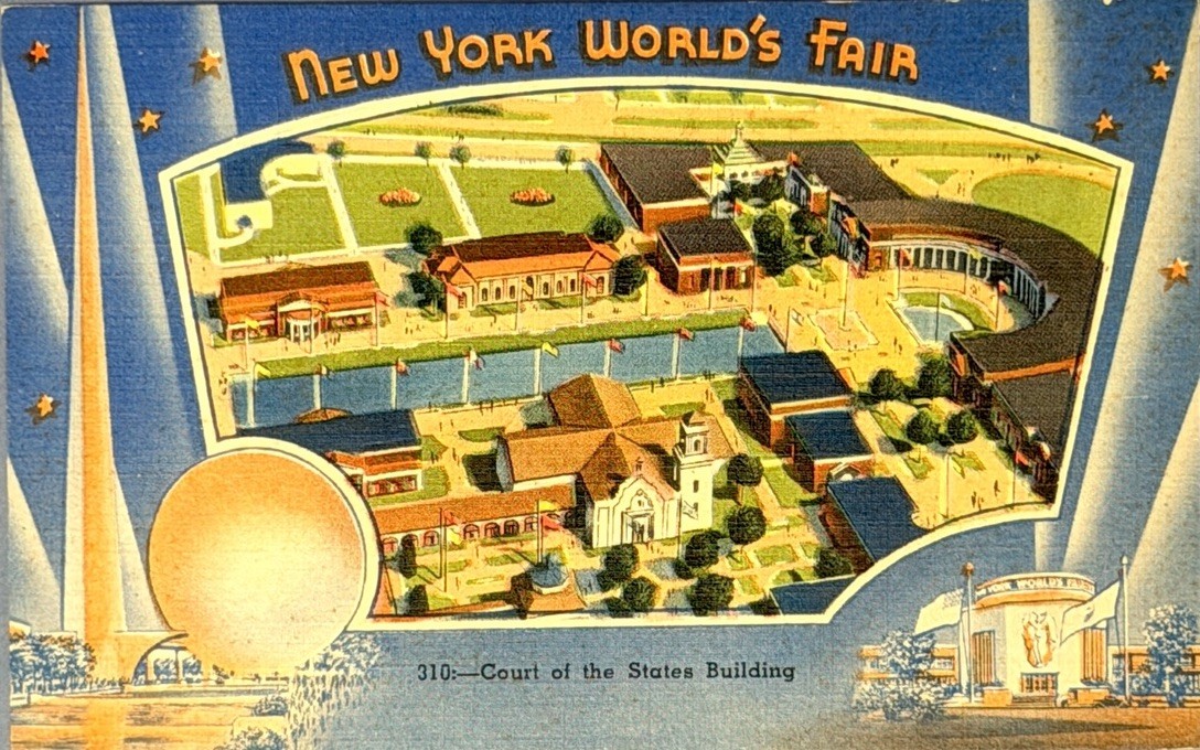 NY World's Fair 1939 Vintage Postcard Court Of The States Building Aerial View