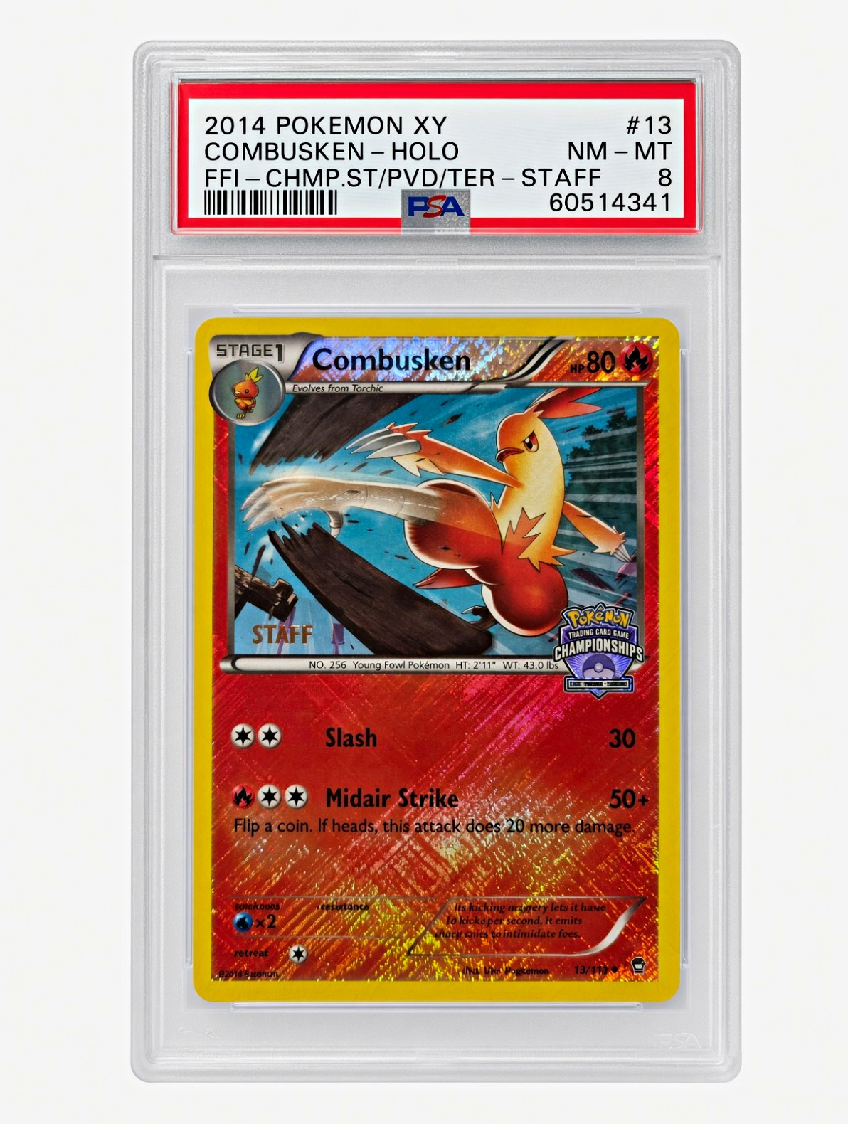 *LOW POP* Combusken XY Reverse Holo STAFF Promo PSA 8 English Championships *LOW POP* Combusken XY Reverse Holo STAFF Promo PSA 8 English Championships