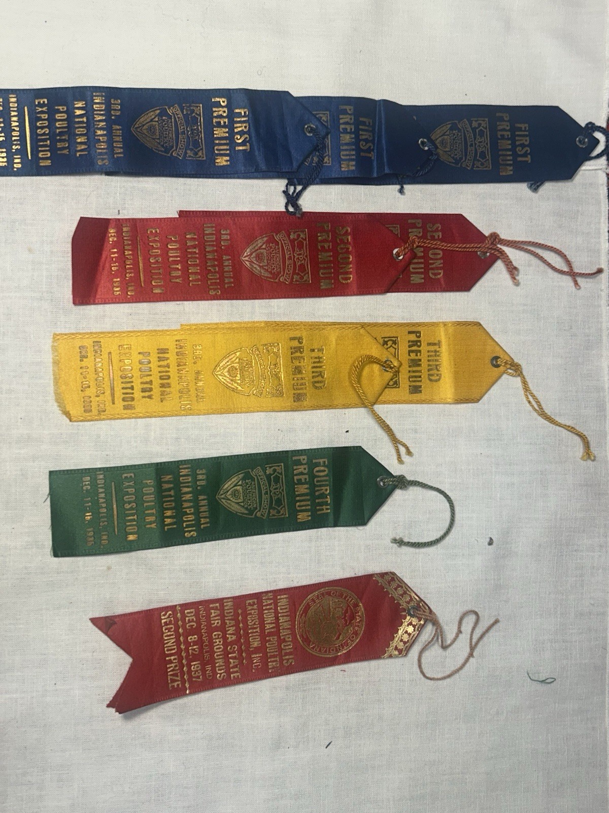Lot 9 Vintage 1930s Indianapolis National Poultry Show Award Ribbons Indiana APA Lot 9 Vintage 1930s Indianapolis National Poultry Show Award Ribbons Indiana APA