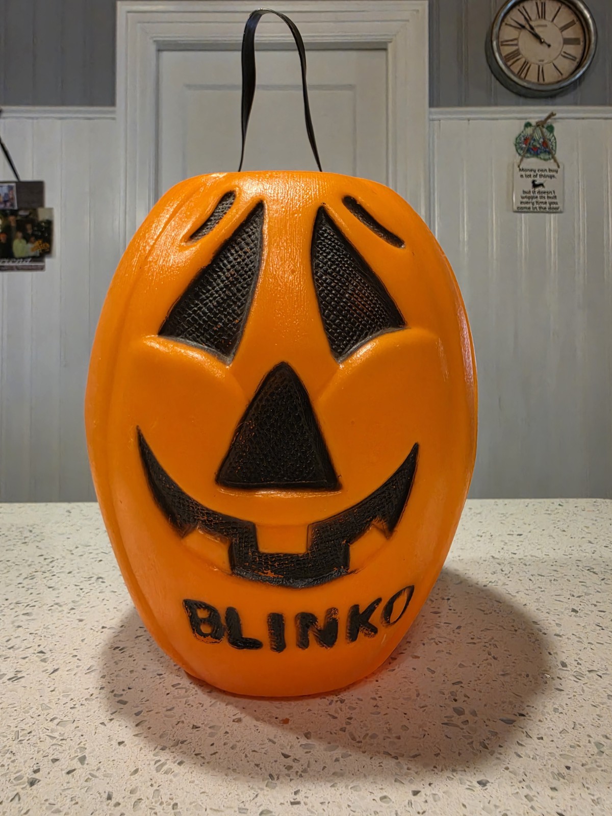 RARE Vintage Halloween BLINKO Blow Mold Pumpkin Bucket 