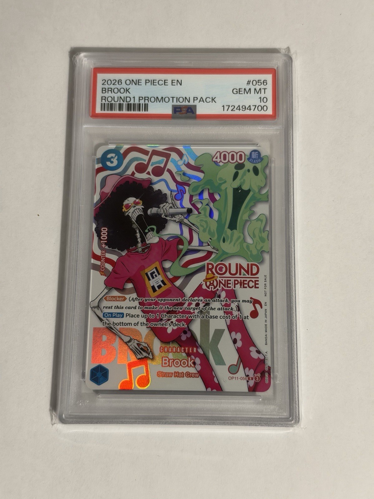 2026 ONE PIECE ROUND1 PROMOTION PACK #056 BROOK PSA 10