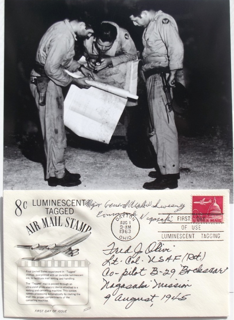 Bockscar Pilots Charles Sweeney Fred Olivi Nagasaki Mission Signed Commemorative