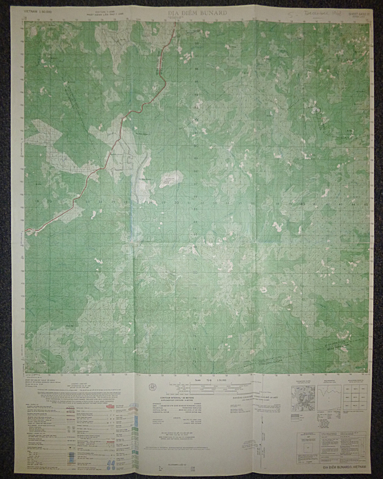 6432 iii - Rare 1968 Map - DIA DIEM BUNARD - Rhade Hill Tribe BASE - Vietnam War 6432 iii - Rare 1968 Map - DIA DIEM BUNARD - Rhade Hill Tribe BASE - Vietnam War