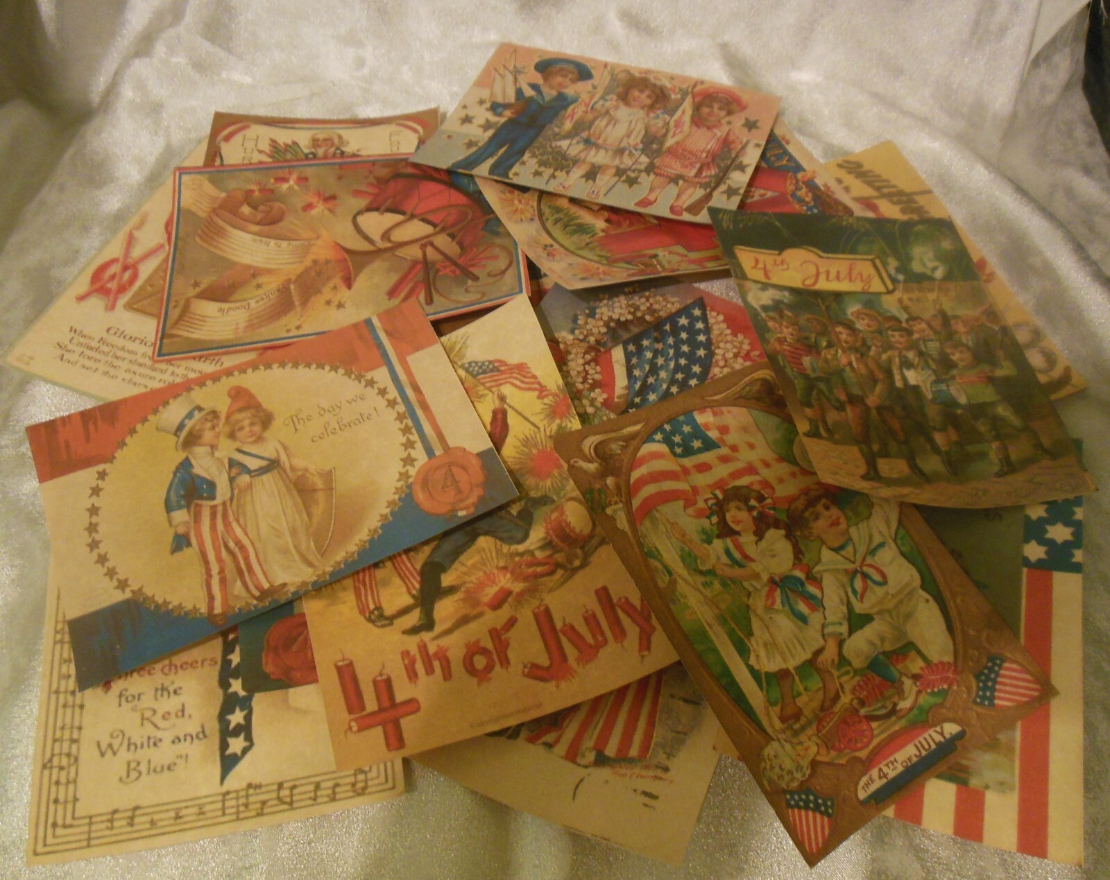 Set of 16 LARGE VICTORIAN/VINTAGE Patriotic 4th of July from old postcard images Set of 16 LARGE VICTORIAN/VINTAGE Patriotic 4th of July from old postcard images