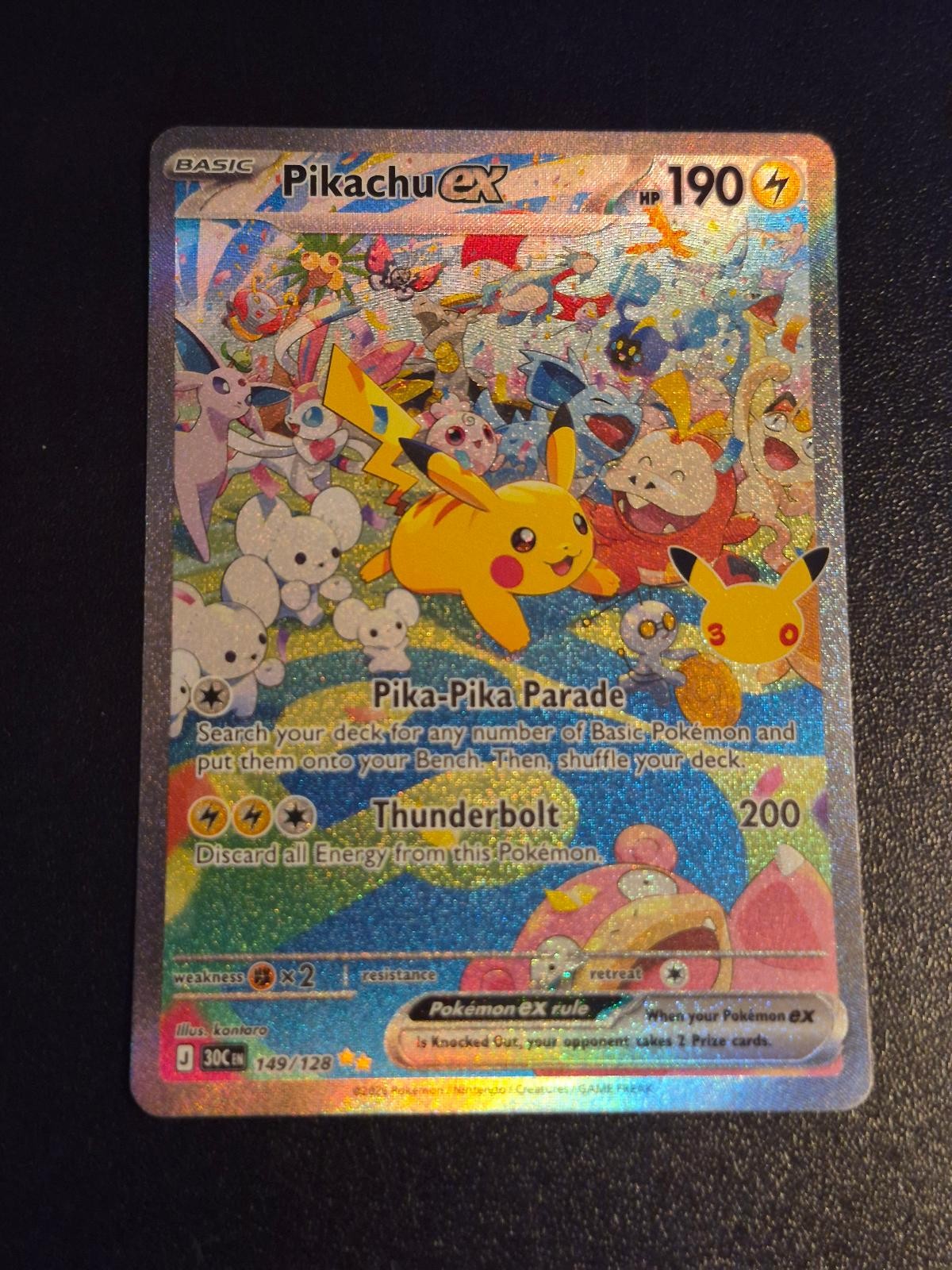 Pikachu ex 149/128 Holo ME: 30th Celebration Pokemon NM Pikachu ex 149/128 Holo ME: 30th Celebration Pokemon NM