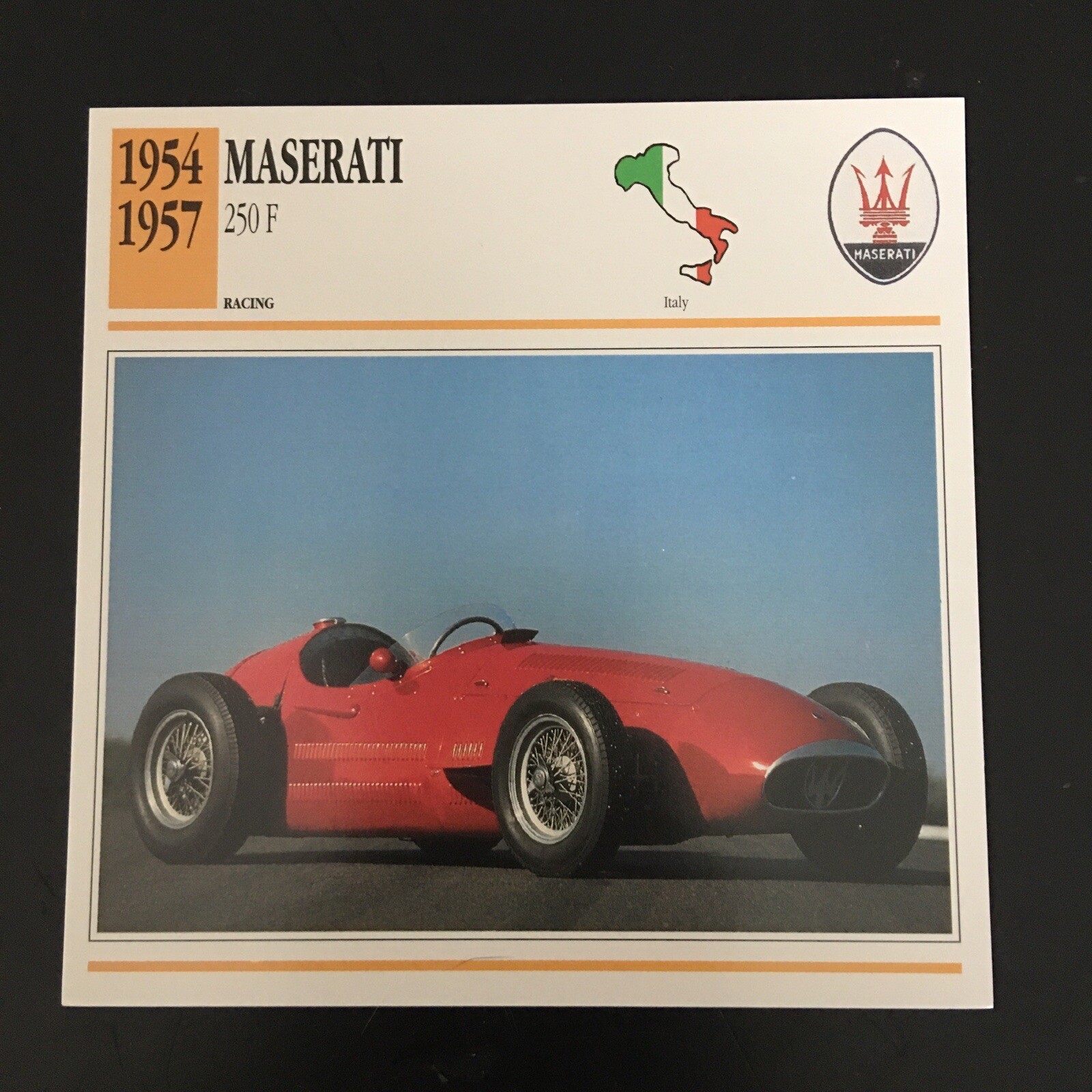 Maserati 250 F 1954-1957 Spec Sheet Info Card Maserati 250 F 1954-1957 Spec Sheet Info Card