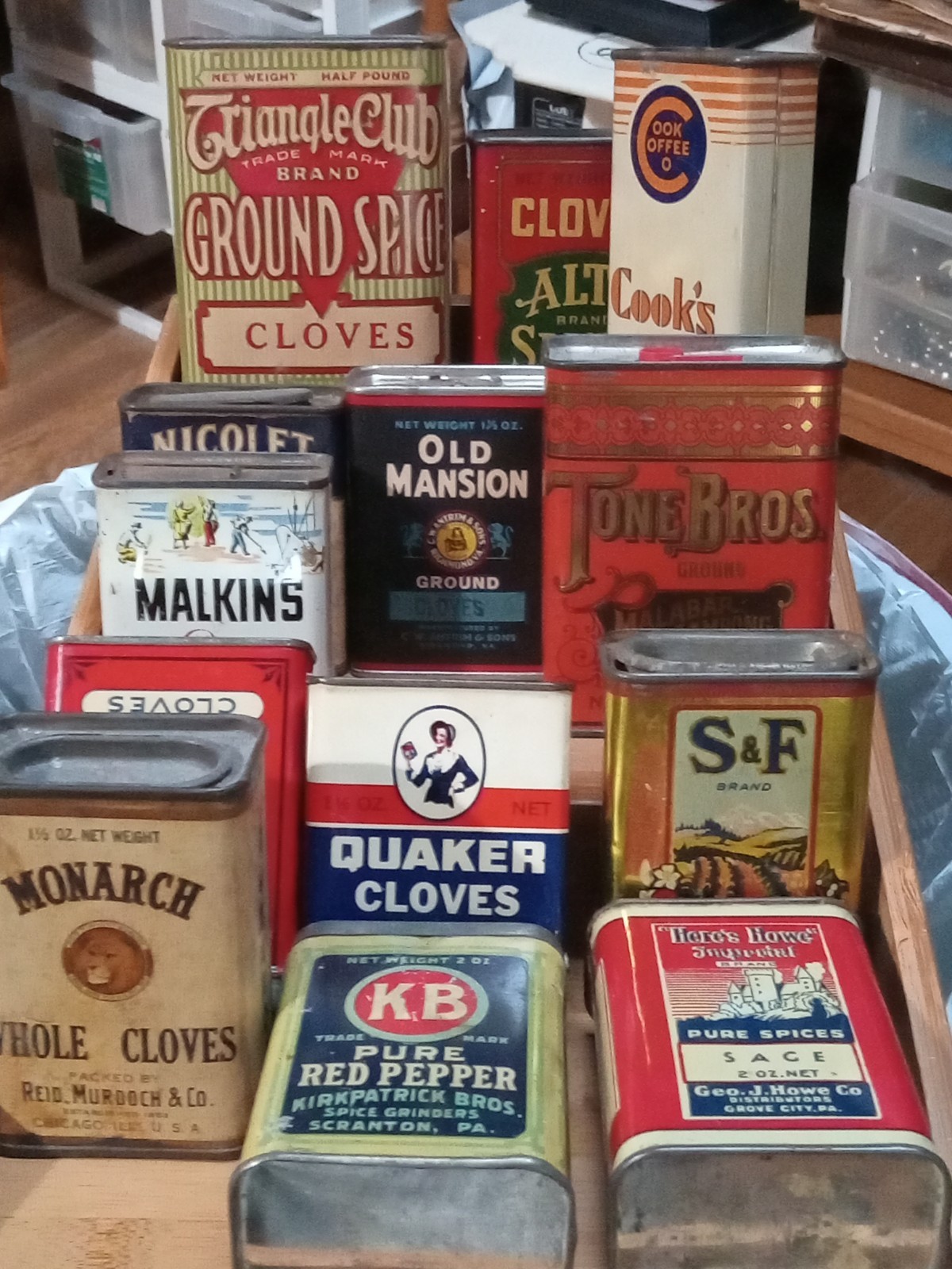 Vintage Antique Spice Tins some rare lot of 14 Vintage Antique Spice Tins some rare lot of 14