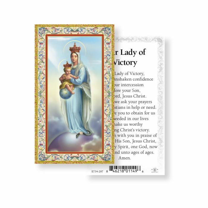 Our Lady of Victory - gold trim - Paperstock Holy Card