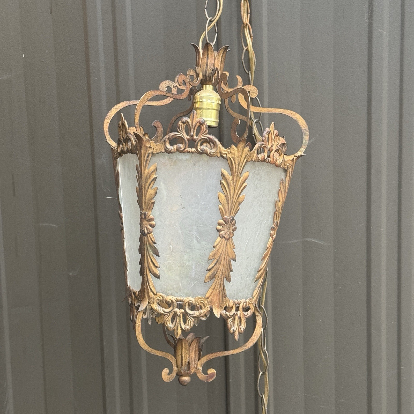 Vintage Hanging Lamp French Rococo Revival Victorian Ornate Pendant Lantern
