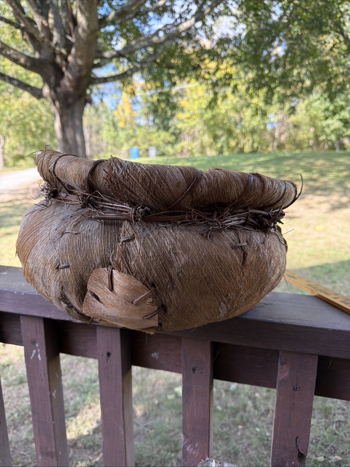 Vintage Primitive Handcrafted Palm Bark & Grapevine Basket Planter Boho 15” Lg. Vintage Primitive Handcrafted Palm Bark & Grapevine Basket Planter Boho 15” Lg.