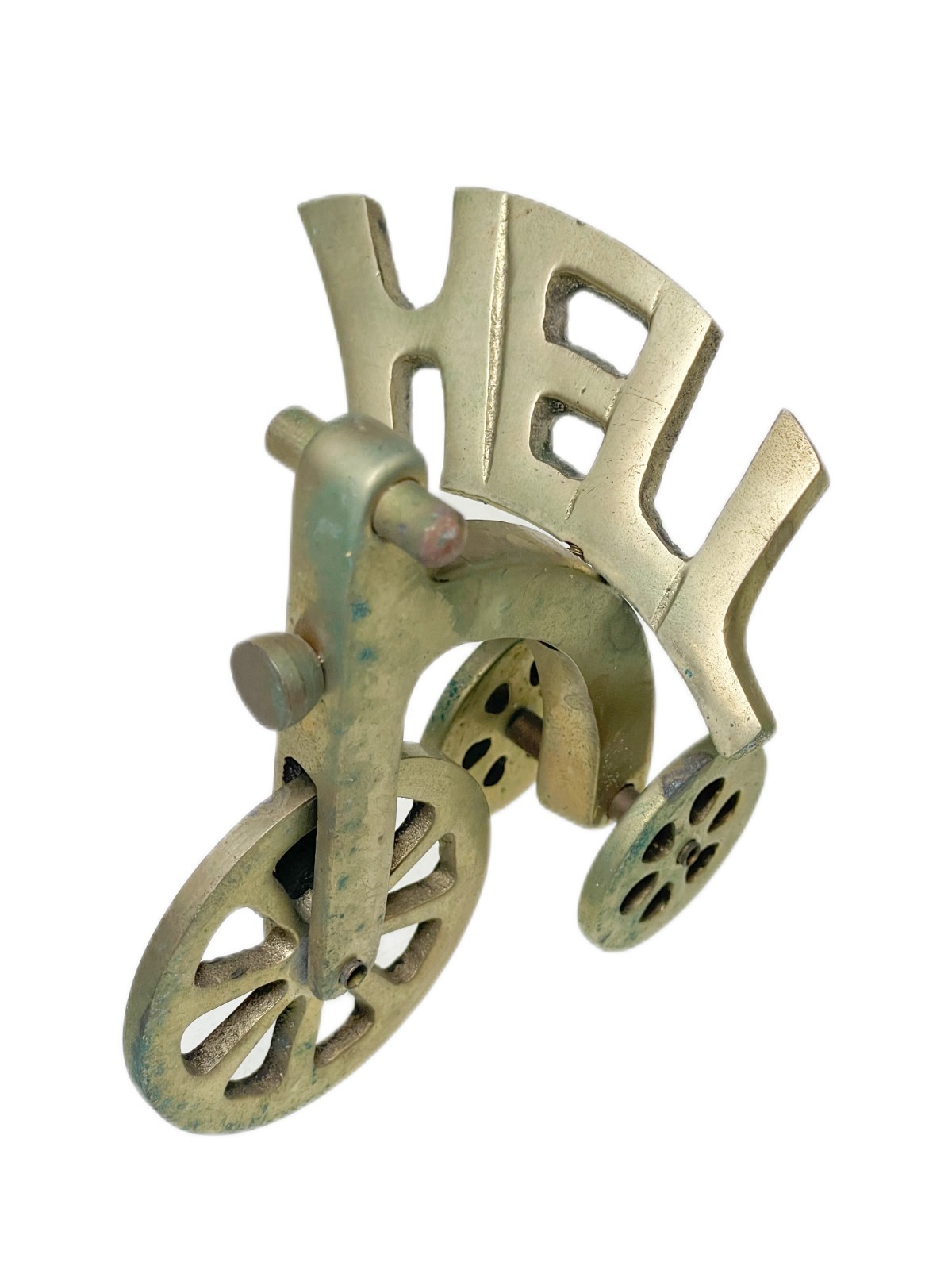 Hell on Wheels Tricycle Figurine Brass Ride Like Hell Bike Bicycle Vtg Hell on Wheels Tricycle Figurine Brass Ride Like Hell Bike Bicycle Vtg