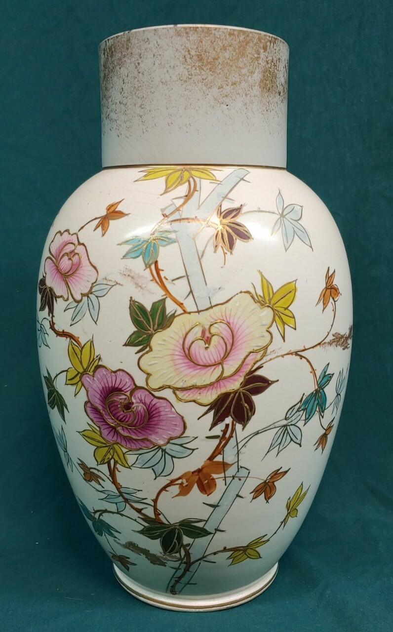 Antique Old Vintage Hand Painted Ceramic Vase Antique Old Vintage Hand Painted Ceramic Vase