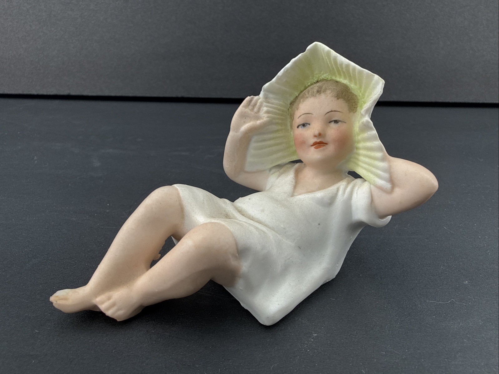 Vtg Sweet All Bisque Mini Piano Baby Bonnet Head German Doll Antique Porcelain Vtg Sweet All Bisque Mini Piano Baby Bonnet Head German Doll Antique Porcelain