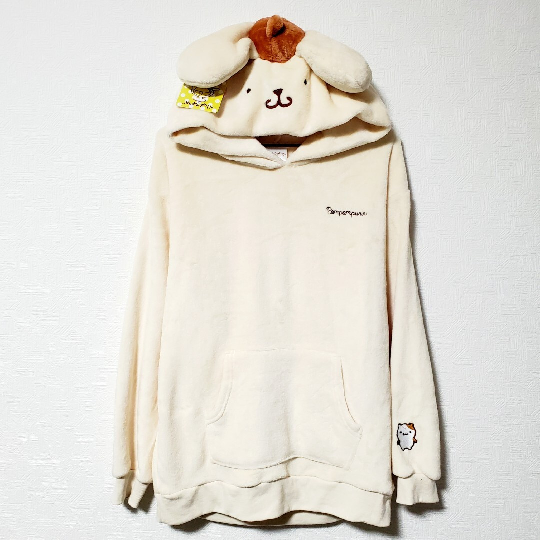 Sanrio Pompompurin Hoodie Size L Long Sleeve Pullover Polyester Japan Official