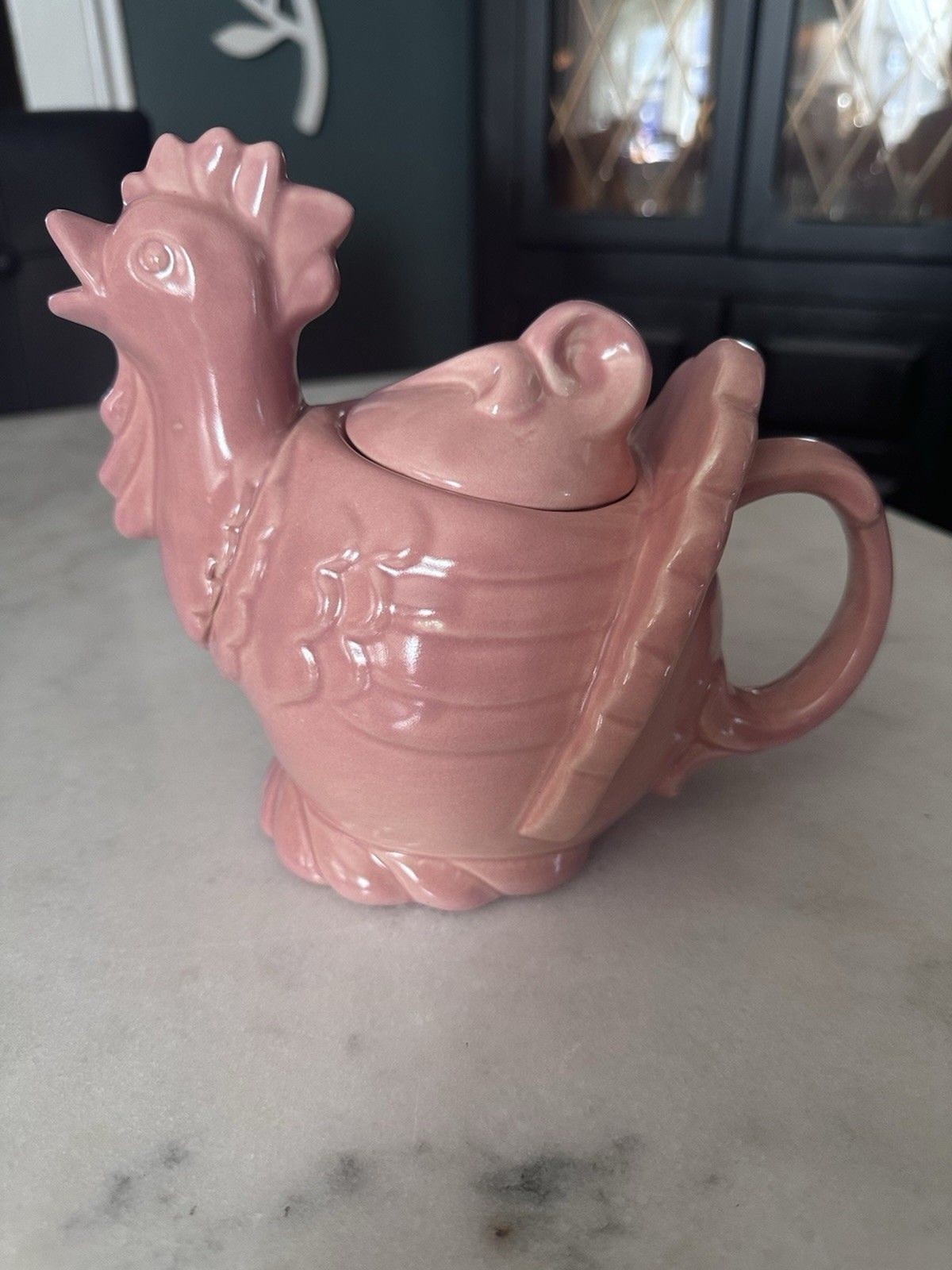 Vintage RED WING Pottery Hen Chicken Rooster Teapot Ceramic #257 ca.1940s