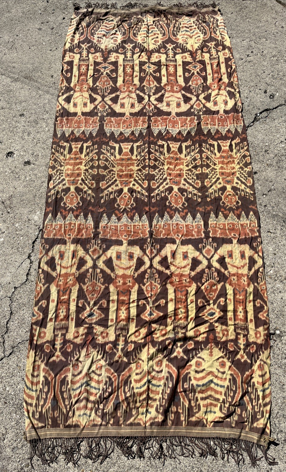Vintage Indonesian Ikat Hinggi Textile Ceremonial Wrap Tribal 96”x39” READ* B Vintage Indonesian Ikat Hinggi Textile Ceremonial Wrap Tribal 96”x39” READ* B