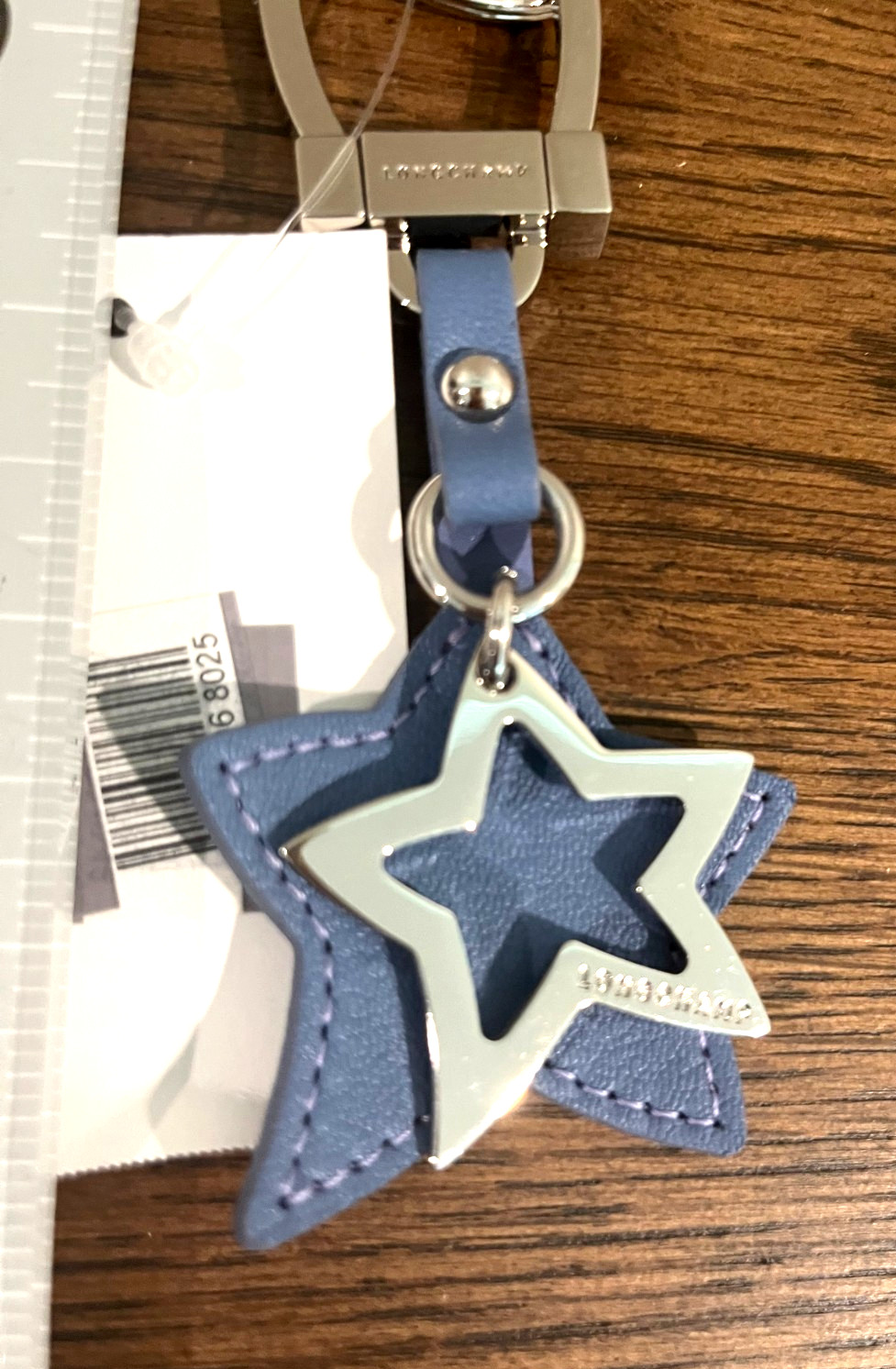 NEW Longchamp Blue Leather Star Key Ring NEW Longchamp Blue Leather Star Key Ring