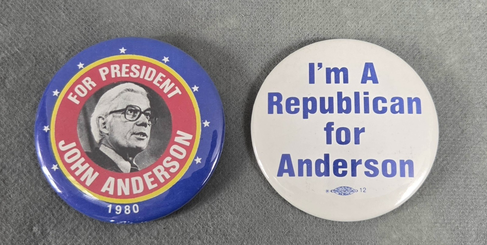 Vintage JOHN ANDERSON Political FOR PRESIDENT Advertising PINBACKS Lot of 2 Vintage JOHN ANDERSON Political FOR PRESIDENT Advertising PINBACKS Lot of 2
