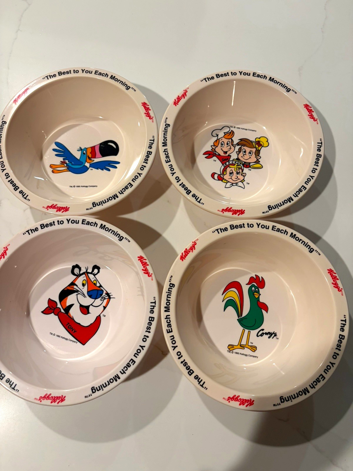 Lot Of 4 Vintage Kellogg's Corn Flakes Cereal Bowl Vintage Corny 1995