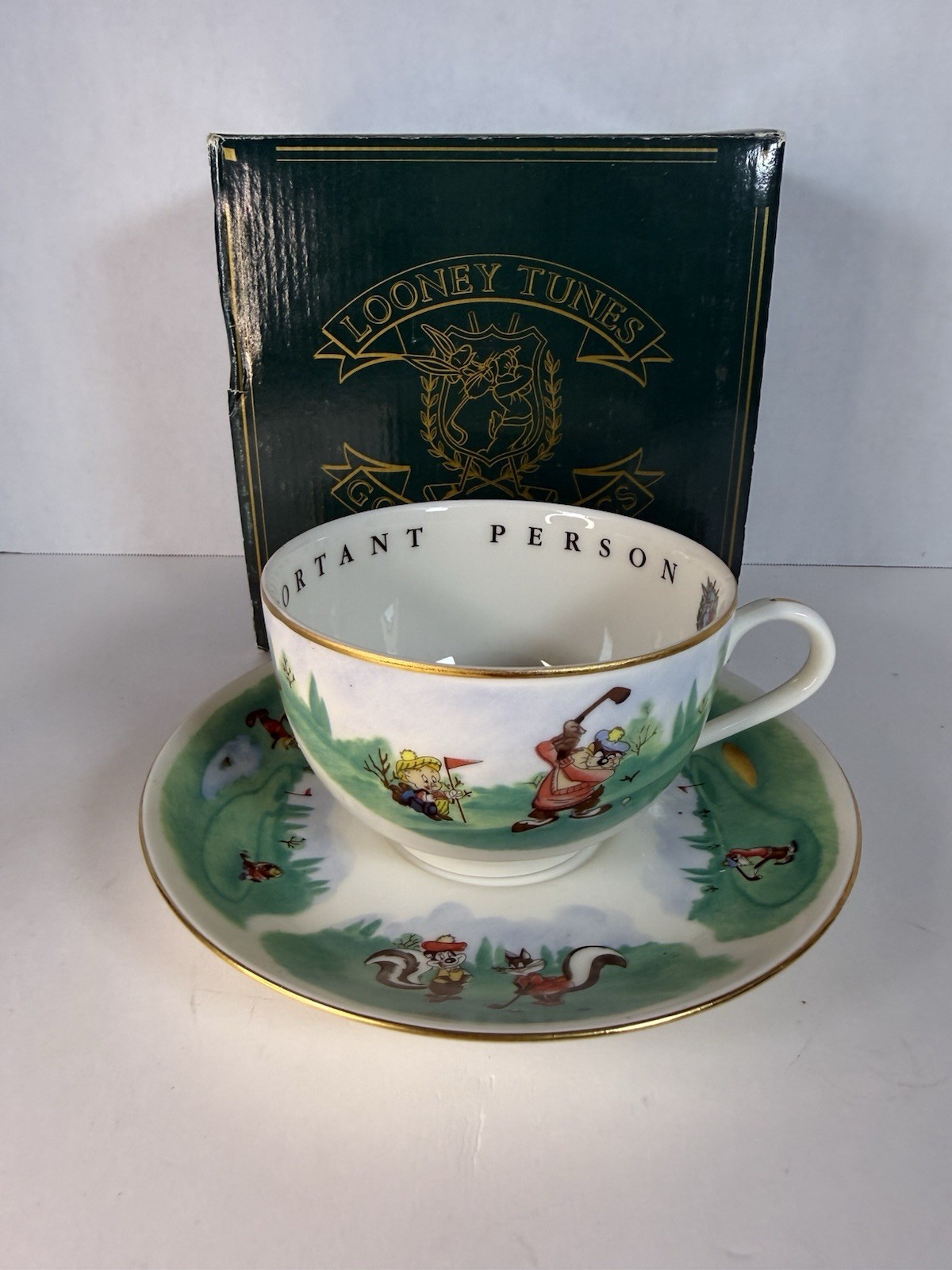 Vintage 1994 Warner Bros Studio Store Looney Tunes Golf Cup & Saucer Set NIB Vintage 1994 Warner Bros Studio Store Looney Tunes Golf Cup & Saucer Set NIB