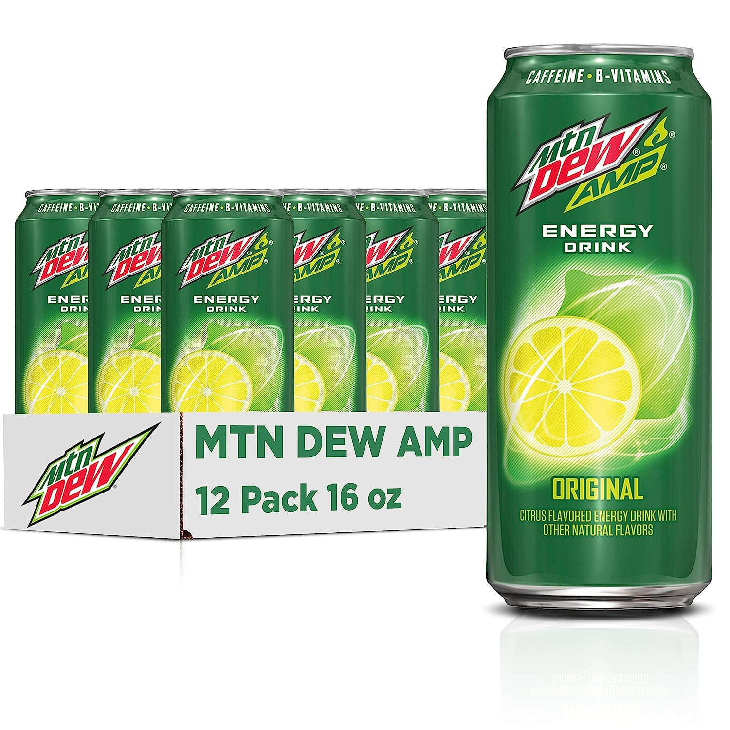 Amp Energy, Original, Caffeine, B Vitamins, 16 Fl Oz. Cans (12 Pack) Amp Energy, Original, Caffeine, B Vitamins, 16 Fl Oz. Cans (12 Pack)