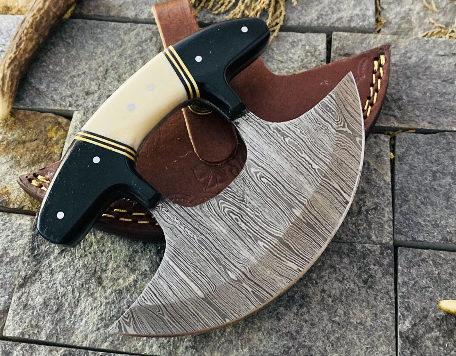 SHARD Alaskan ULU KNIFE With Sheath HAND FORGED 6" Damascus Steel Pizza Cutter SHARD Alaskan ULU KNIFE With Sheath HAND FORGED 6" Damascus Steel Pizza Cutter