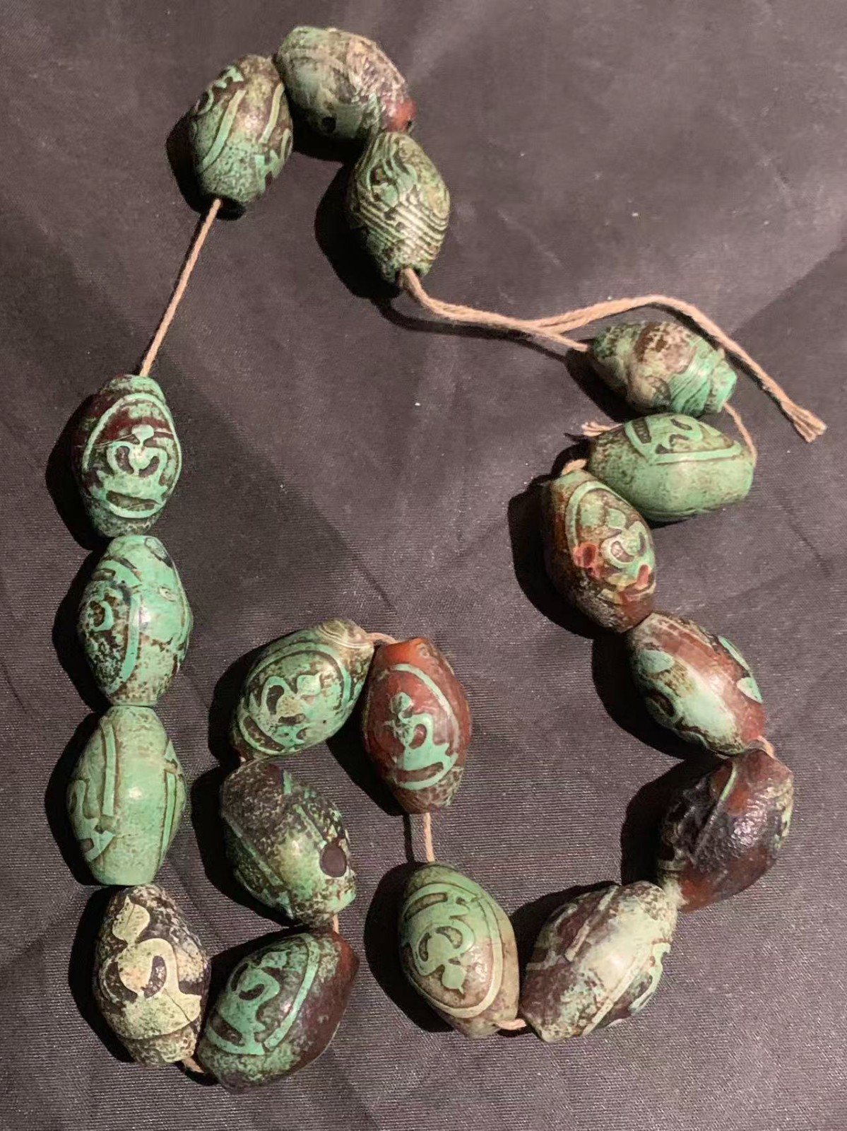 Wonderful Tibetan Old Natural Turquoise Agate Dzi *Buddha* Beads Short Necklace Wonderful Tibetan Old Natural Turquoise Agate Dzi *Buddha* Beads Short Necklace