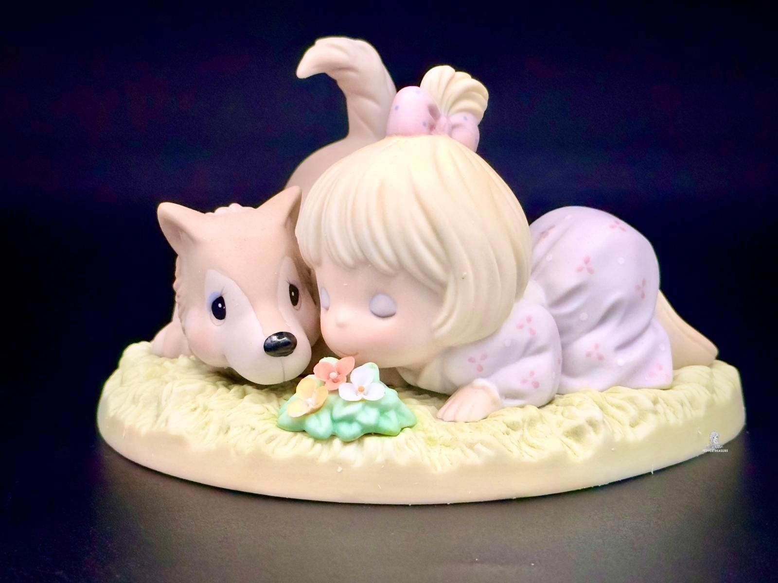 Rare Precious MomentsGirl & Wolf Pup Endangered Species Limited Edition Rare Precious MomentsGirl & Wolf Pup Endangered Species Limited Edition