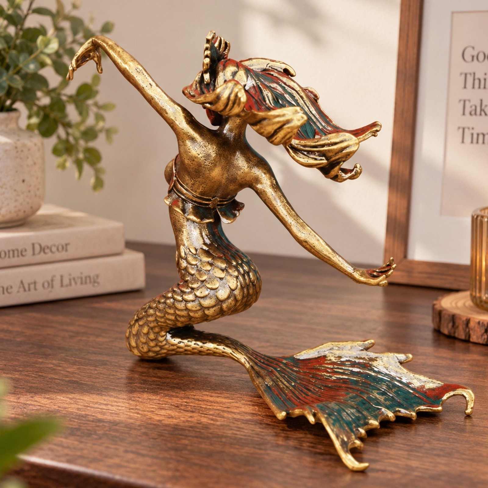Brass Mermaid Statue Vintage Sea Siren Figurine Nautical Decor Ocean Sculpture Brass Mermaid Statue Vintage Sea Siren Figurine Nautical Decor Ocean Sculpture