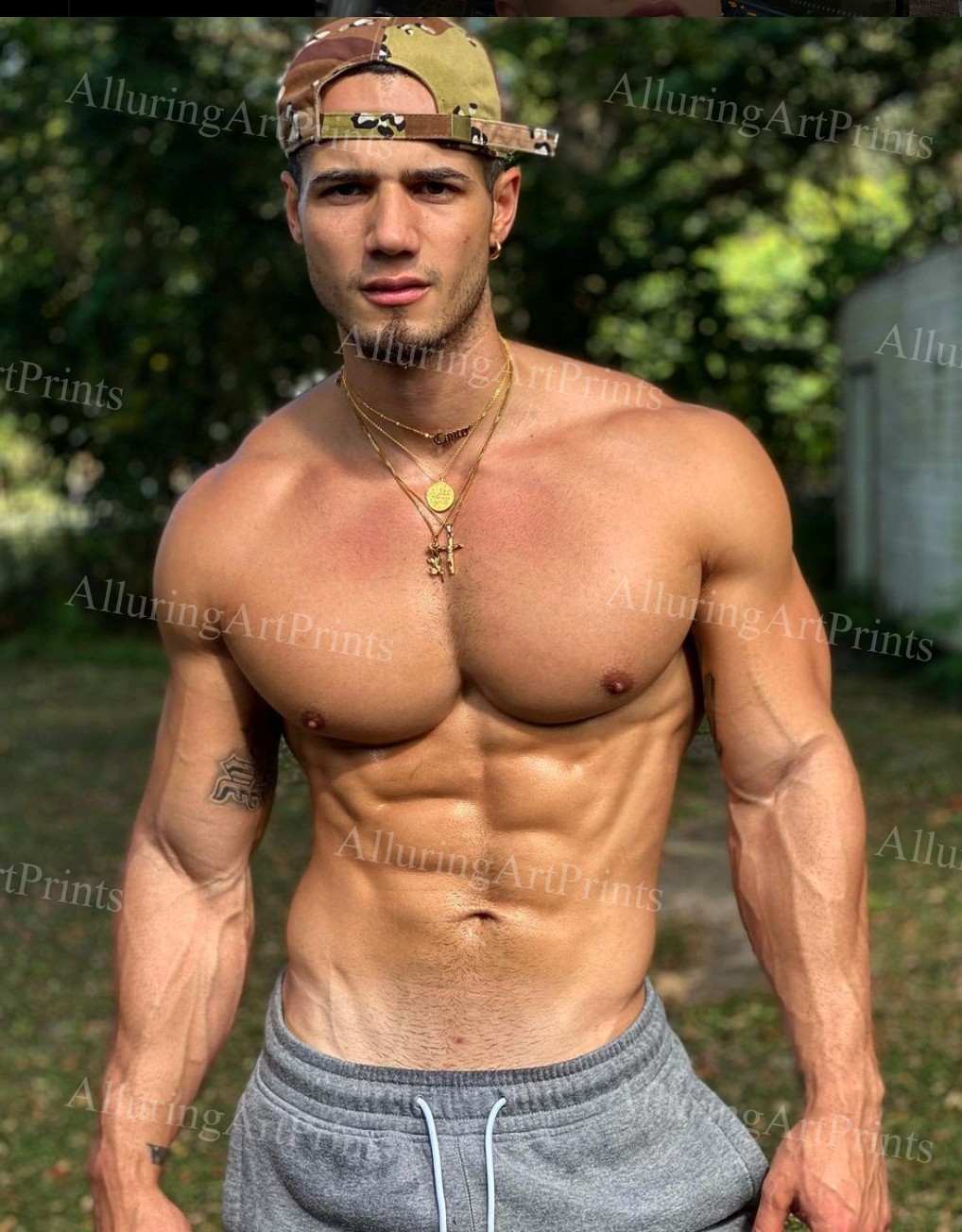 Male Model Photo Print Muscular Handsome Shirtless Hunk Abs -732E Male Model Photo Print Muscular Handsome Shirtless Hunk Abs -732E