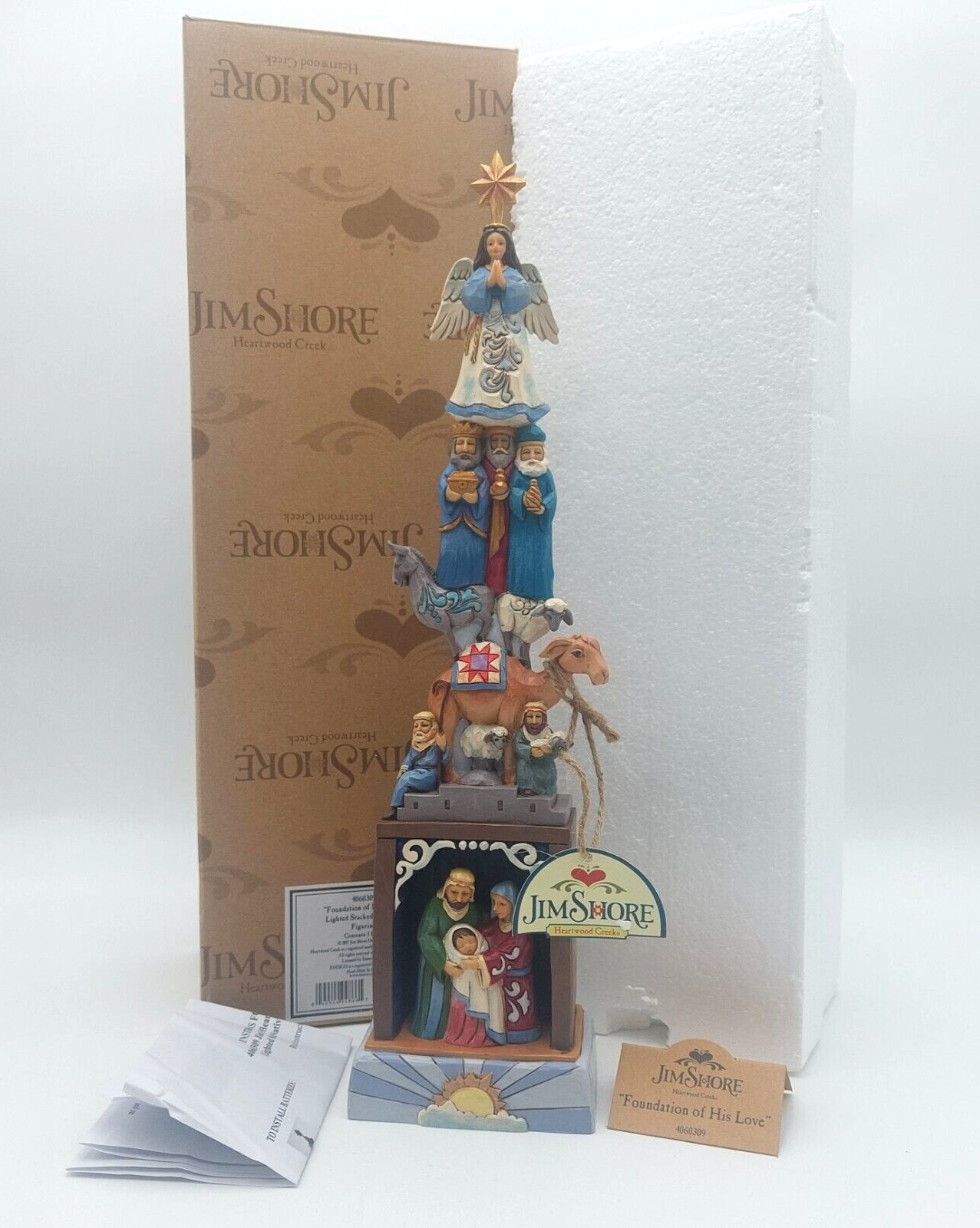 Jim Shore Foundation of His Love Christmas Totem Lighted Stackd Nativity 4060309 Jim Shore Foundation of His Love Christmas Totem Lighted Stackd Nativity 4060309