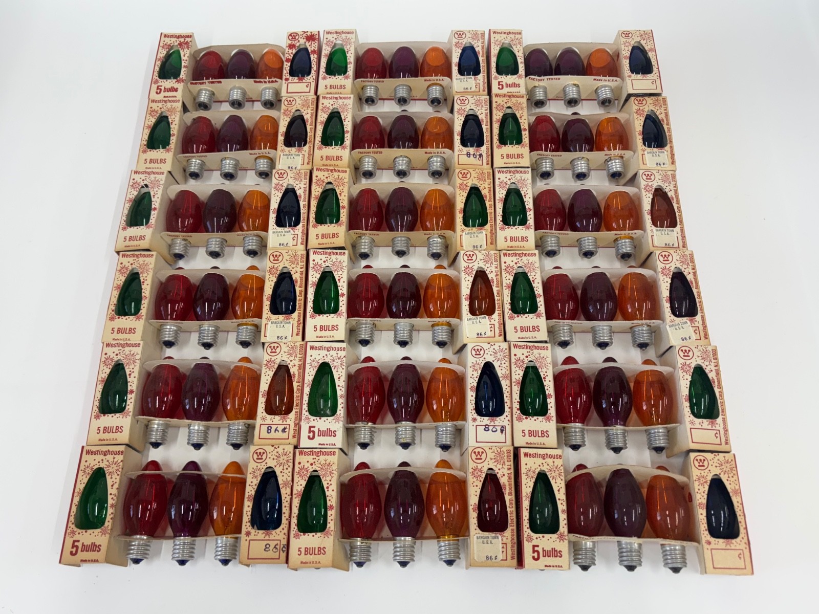 90 Vintage NOS Westinghouse Large Size D15 C-9 1/2 Christmas Lights Bulbs 90 Vintage NOS Westinghouse Large Size D15 C-9 1/2 Christmas Lights Bulbs