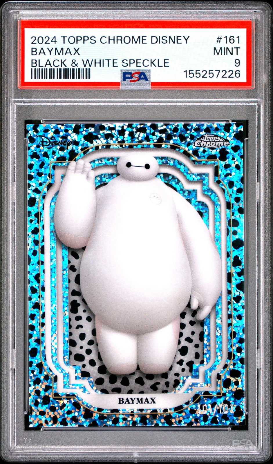 2024 Topps Chrome Disney #161 Baymax Black & White Speckle PSA 9 2024 Topps Chrome Disney #161 Baymax Black & White Speckle PSA 9