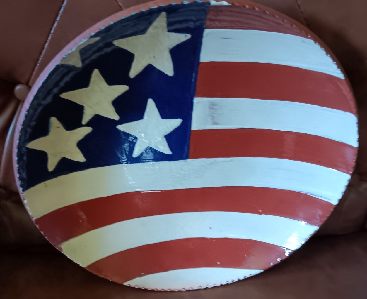 Vintage Turtlecreek Potters David T. Smith Redware American Flag Plate Charger Vintage Turtlecreek Potters David T. Smith Redware American Flag Plate Charger