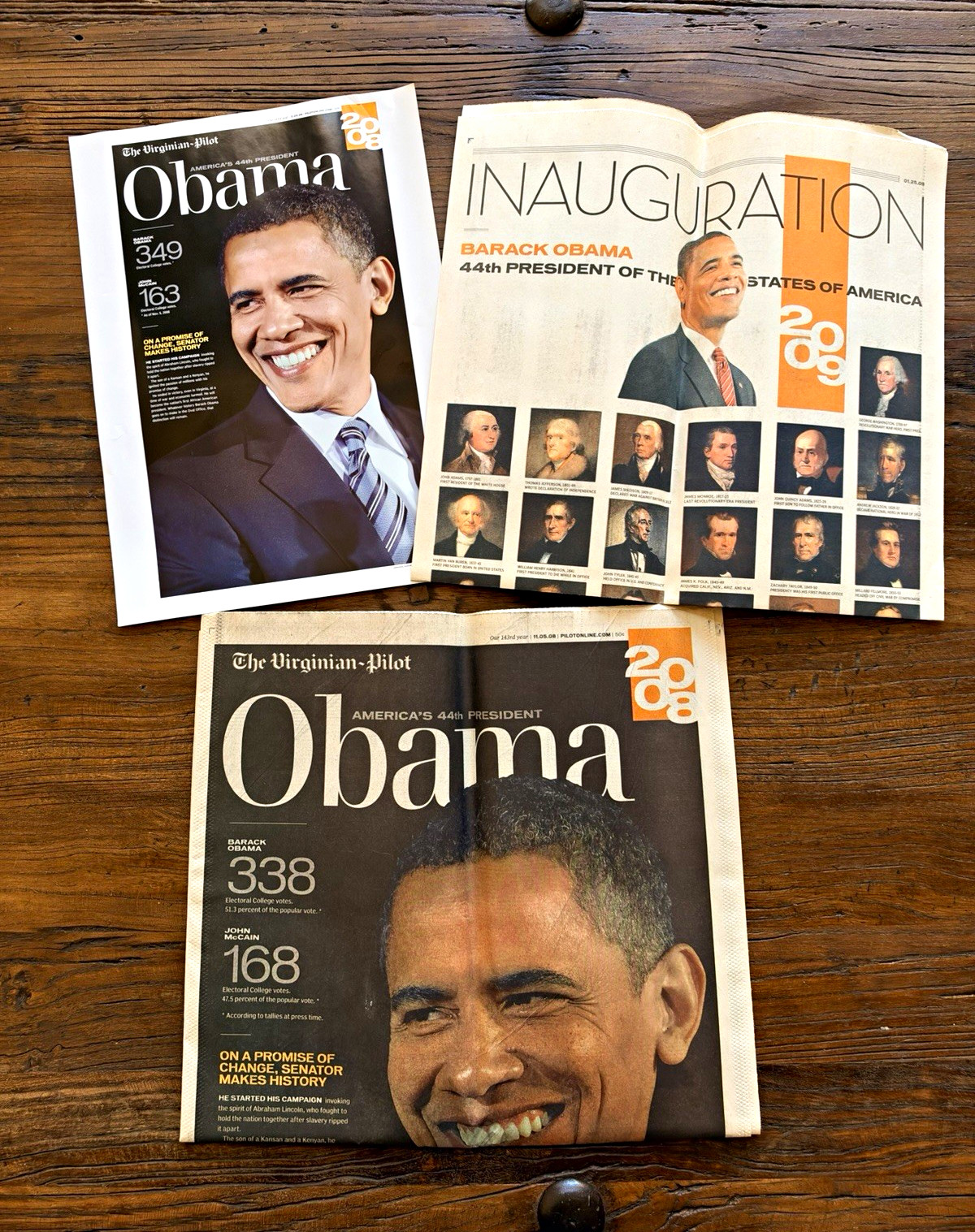 President Obama newspapers 2008 Election & 2009 Inauguration Virginian pilot President Obama newspapers 2008 Election & 2009 Inauguration Virginian pilot